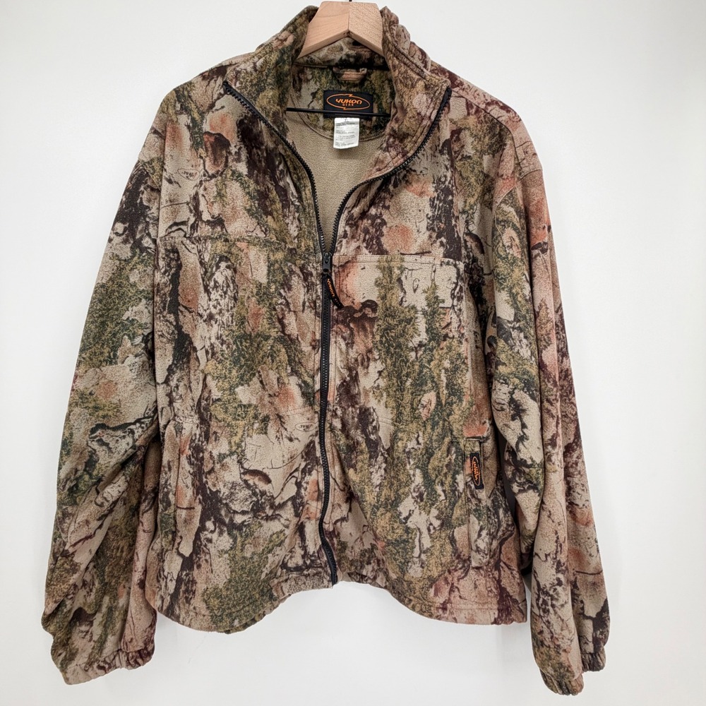 Yukon Gear XL Natural Gear Camo Fleece Jacket Full Zip Hunting Outdoors